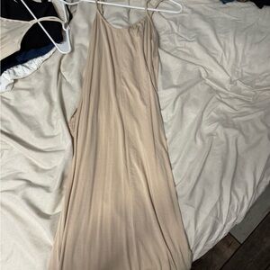 Boho Beige Spaghetti Strap Dress